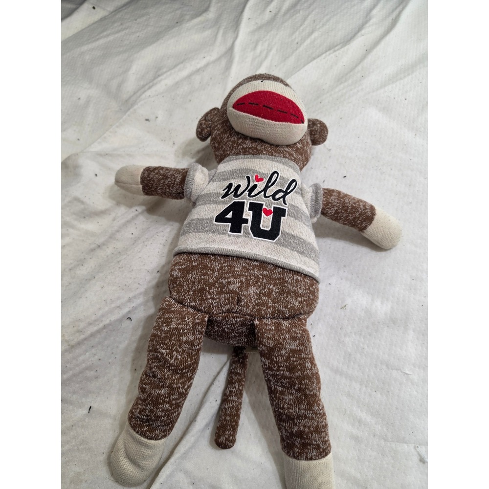 Dan Dee Sock Monkey Plush Wild 4 U Brown Striped Shirt Stuffed Animal 20 inch